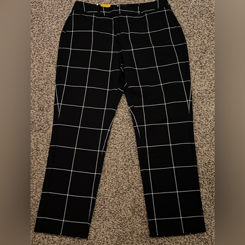 Merona windowpane pants navy and white size 8 classic fit ankle